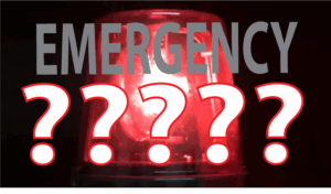 "Emergency ???" over red emergency light