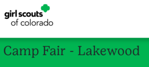 Girl Scouts of Colorado logo and "camp Fair - Lakewood"