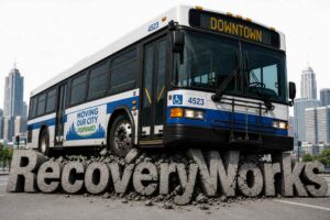 "RecoveryWorks" being run over by a bus