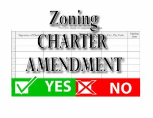 "Zoning Charter Amendment" over blank petitions for signatures